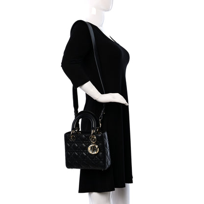 Christian Dior Lambskin Cannage Small My ABCDior Lady Dior Black 2 of 8