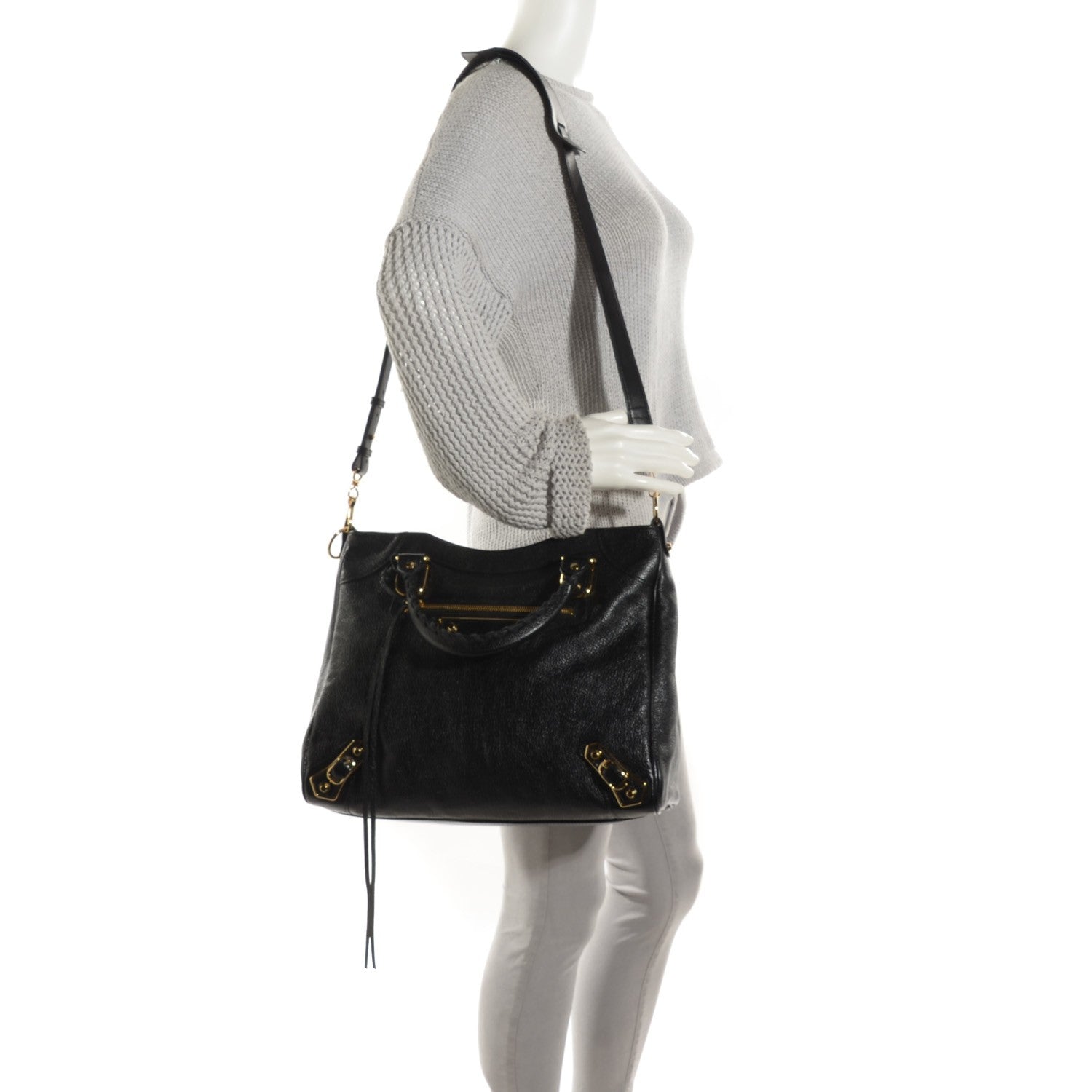 Balenciaga Chevre Gold Metallic Edge Hardware Velo Black 2 of 7