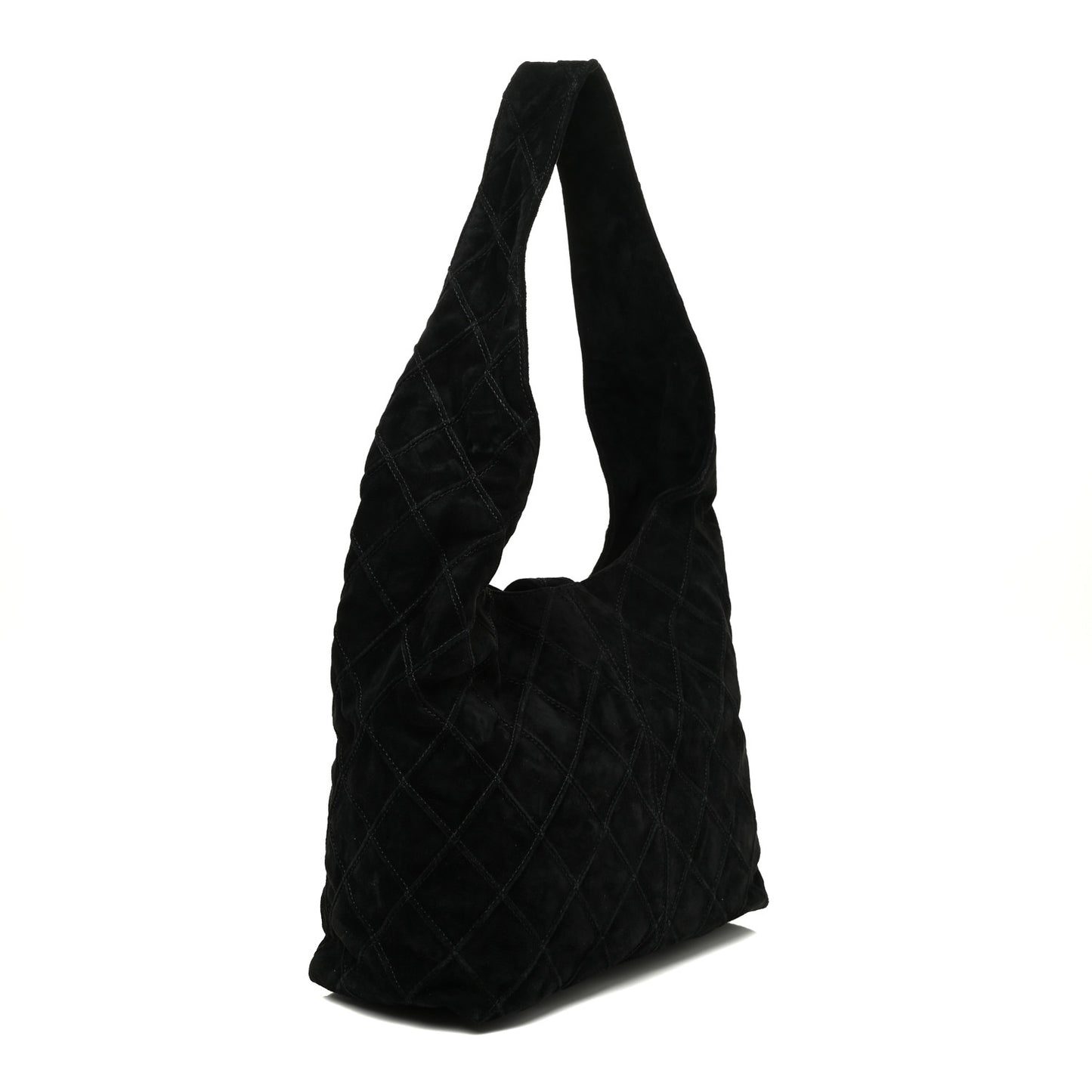 Suede Stitched Hobo Black