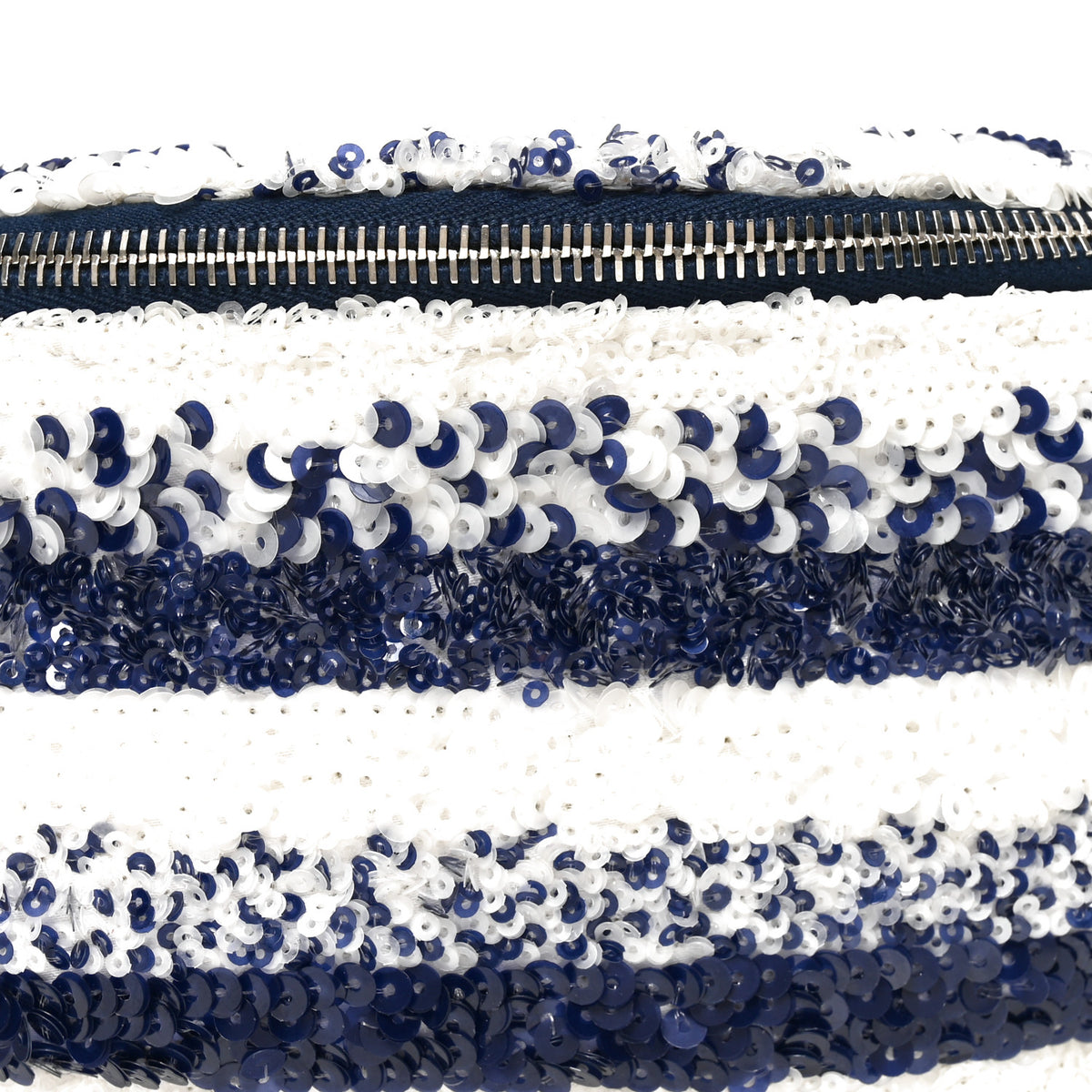 Sequin Calfskin Sparkling City Waist Bag Fanny Pack Blue White