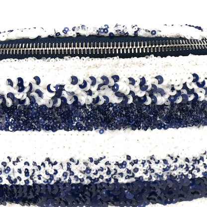 Chanel Sequin Calfskin Sparkling City Waist Bag Fanny Pack Blue White 7 of 9
