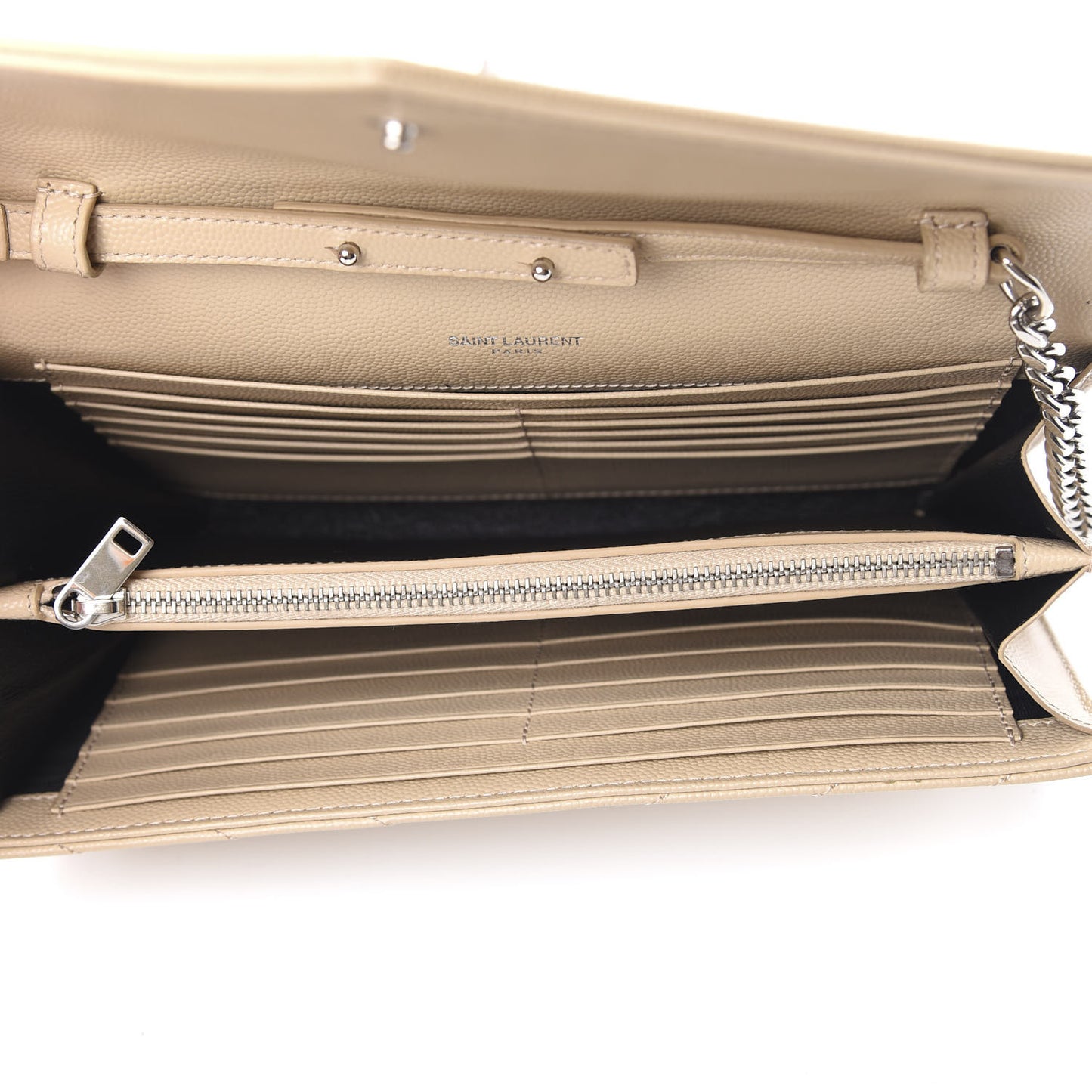 Grain De Poudre Matelasse Chevron Monogram Chain Wallet Nude Powder
