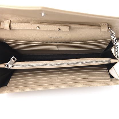Saint Laurent Grain De Poudre Matelasse Chevron Monogram Chain Wallet Nude Powder 5 of 9