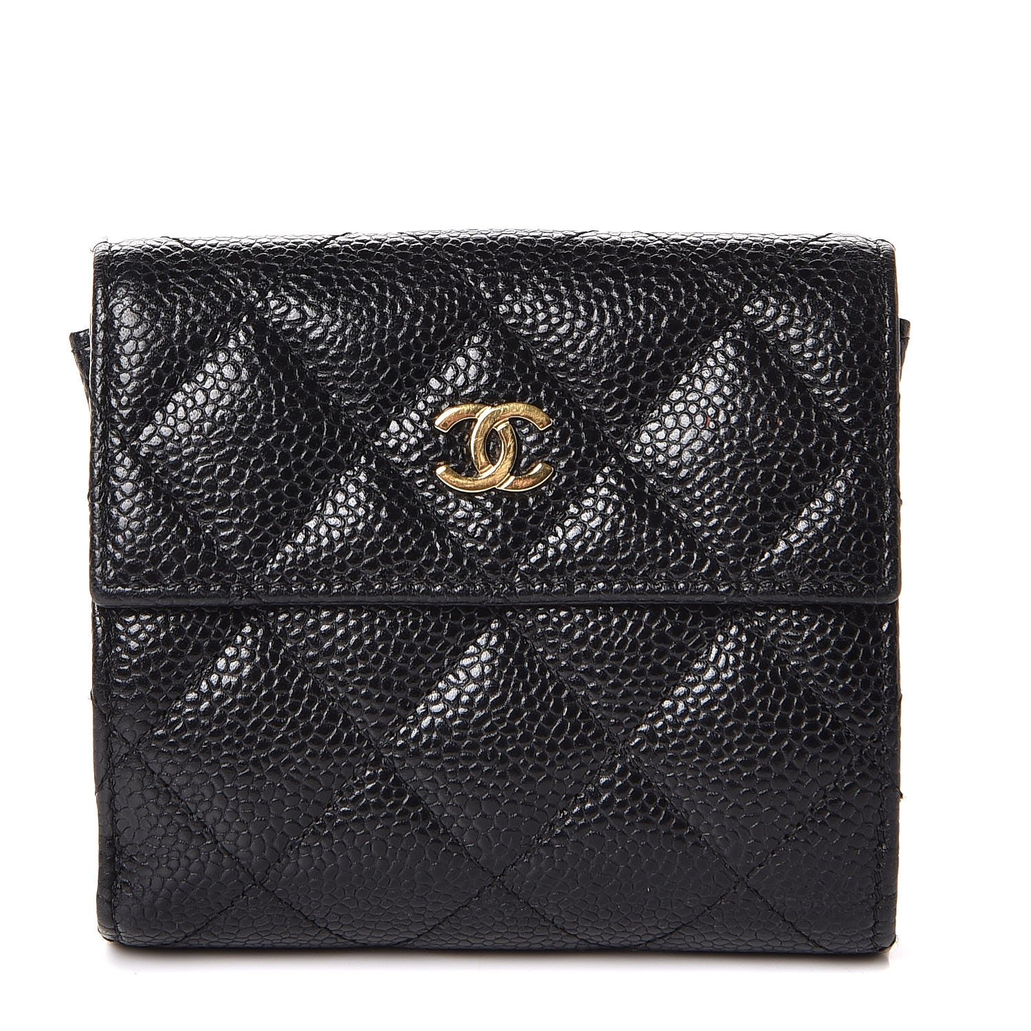 Chanel Caviar Quilted Compact French Flap Wallet Black 1 of 8