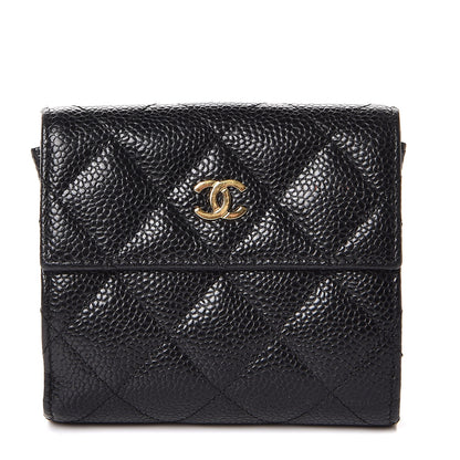 Chanel Caviar Quilted Compact French Flap Wallet Black 1 of 8