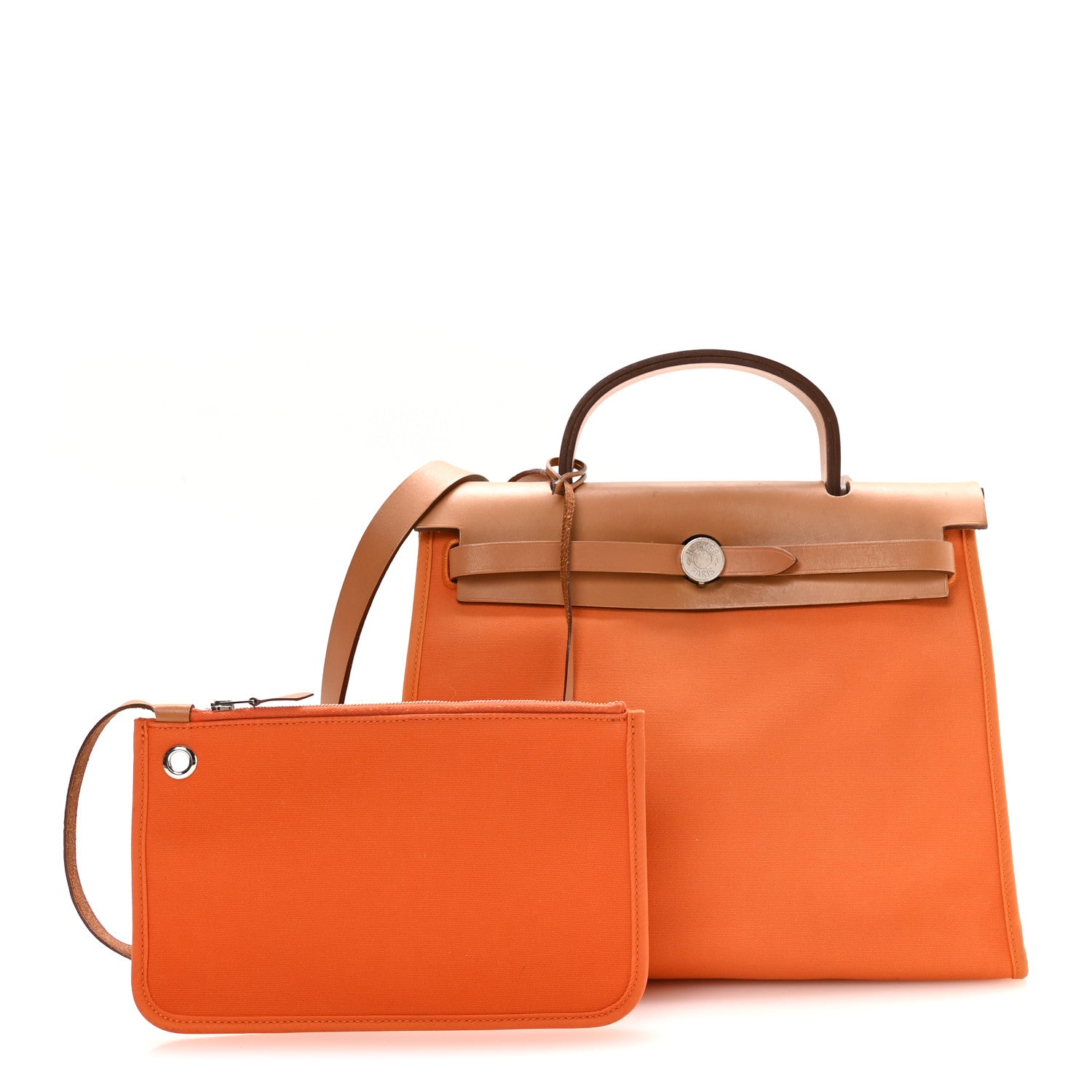 Hermes Vache Hunter Toile Herbag Zip 31 PM Orange 3 of 11