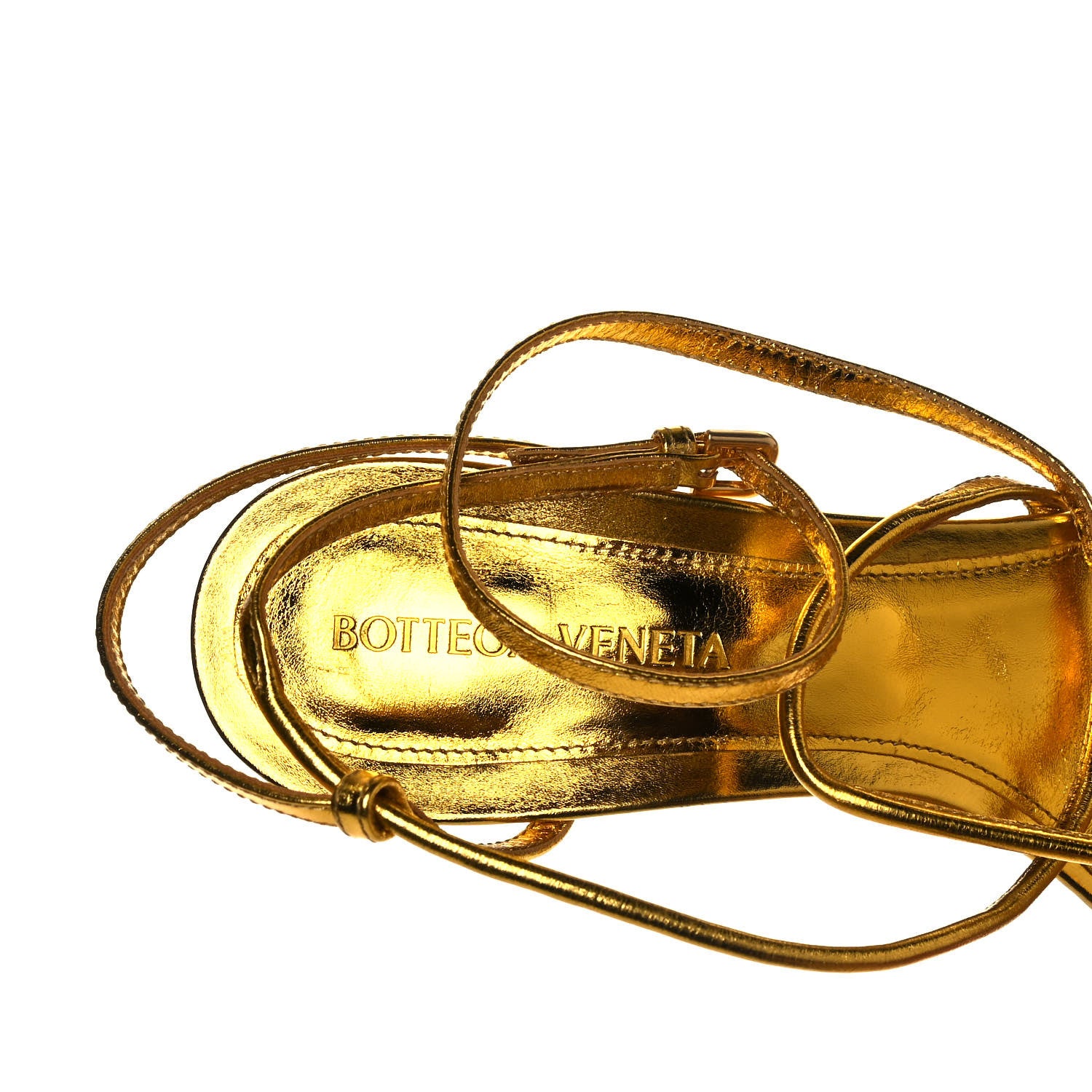 Bottega Veneta Laminated Calfskin The Line 90mm Sandals 37 Gold 7 of 8
