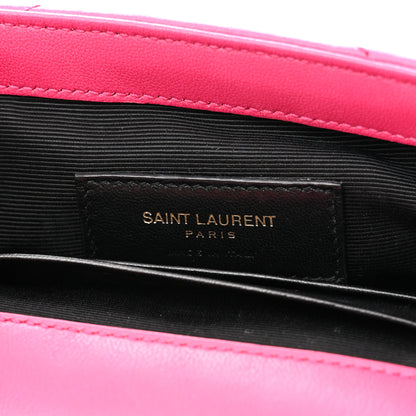 Saint Laurent Calfskin Matelasse Chevron Classic Monogram Baby Chain Bag Fuchsia 5 of 12