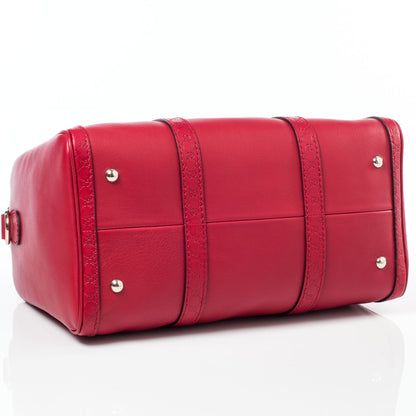 Gucci Calfskin Microguccissima Trim Medium Boston Raspberry Red 5 of 10