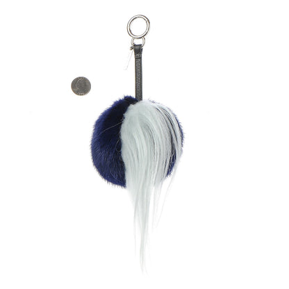 Fendi Mink Fox Fur QuTweet Birgami Bag Bug Charm Blue 2 of 4