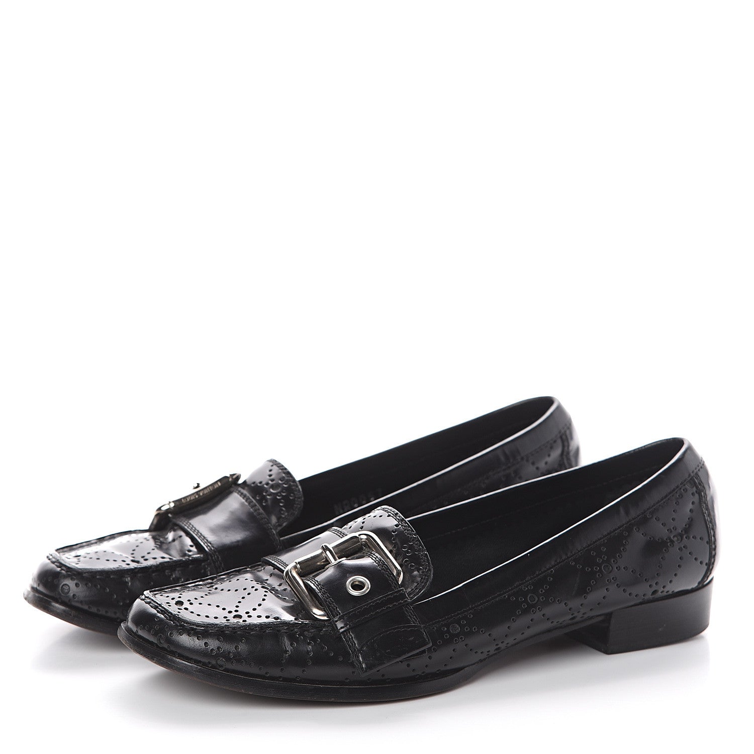 Louis Vuitton Glazed Calfskin Perforated Loafers 37 Black 3 of 7