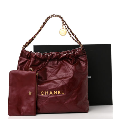 Chanel Metallic Calfskin Quilted Chanel 22 Burgundy 12 of 12
