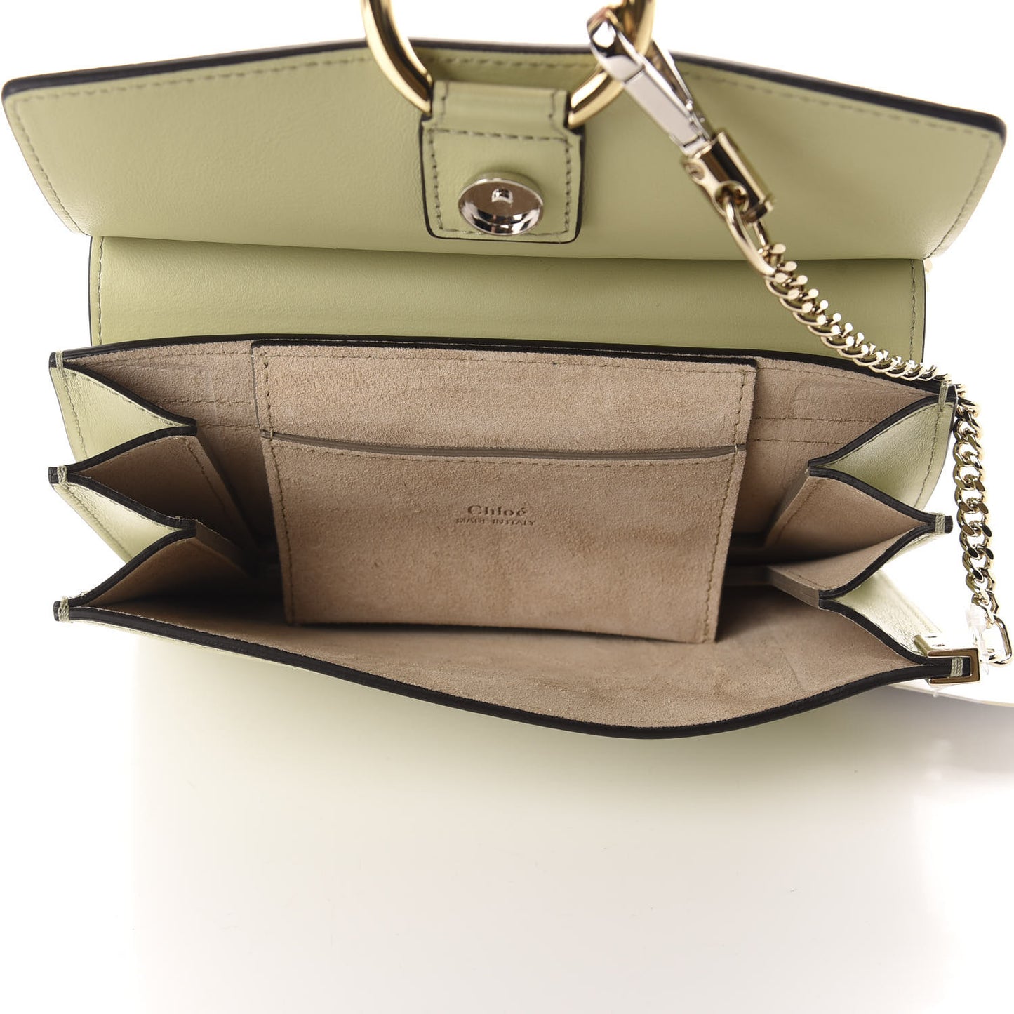 Calfskin Suede Mini Chain Faye Shoulder Bag Light Eucalyptus