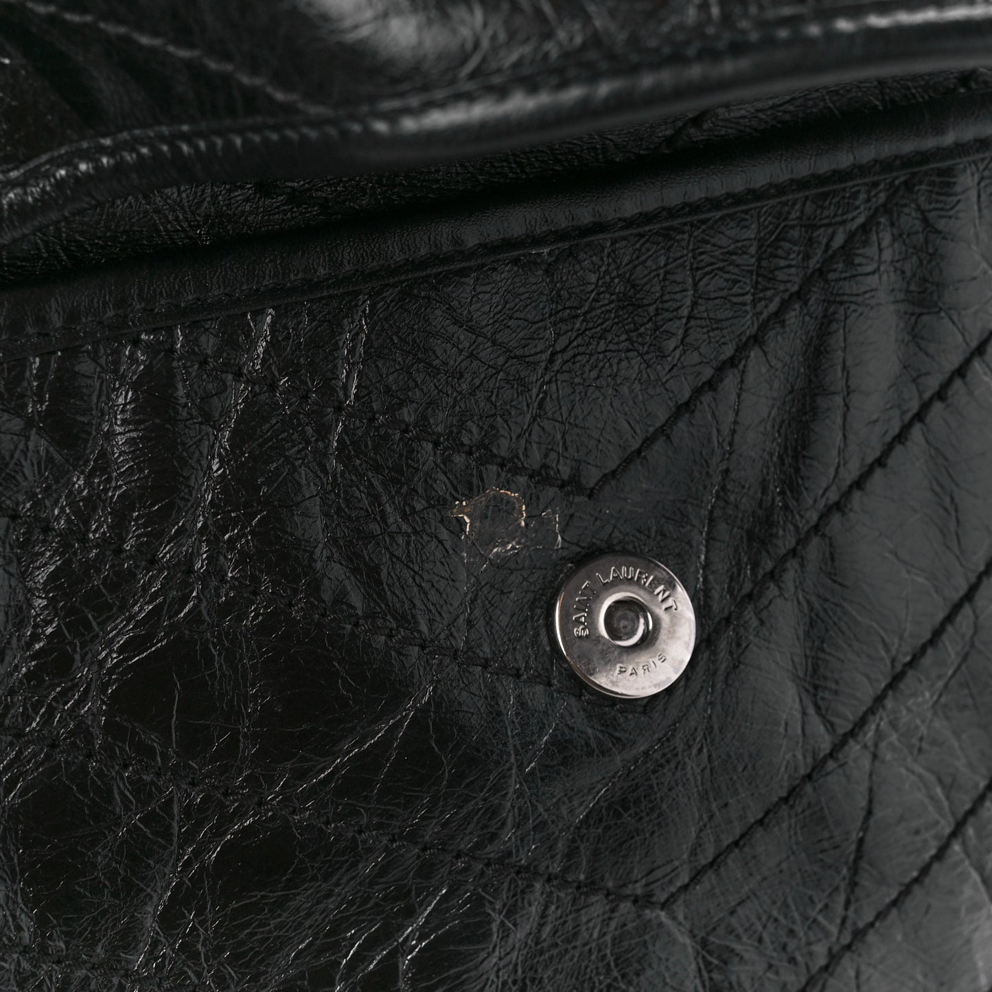 Crinkled Calfskin Matelasse Monogram Medium Niki Chain Satchel Black
