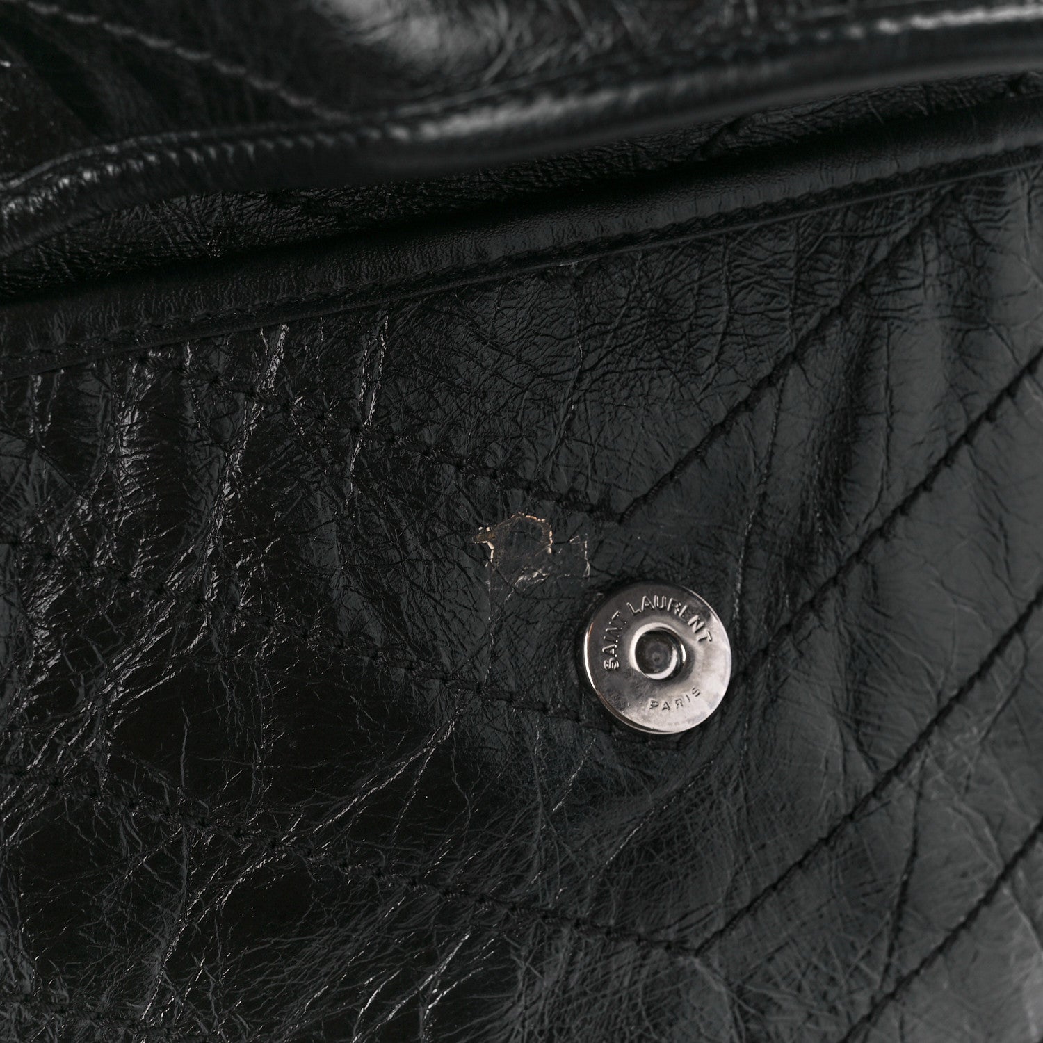 Saint Laurent Crinkled Calfskin Matelasse Monogram Medium Niki Chain Satchel Black 12 of 12