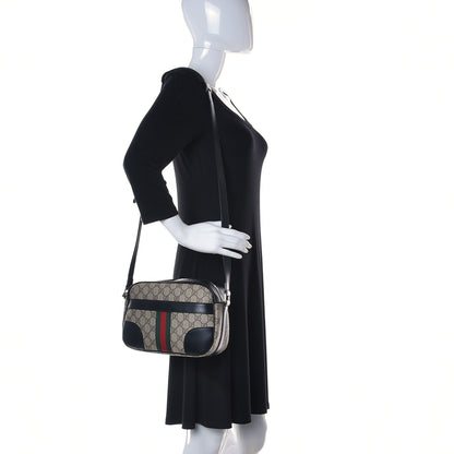 Gucci GG Supreme Monogram Web Medium Shoulder Bag Black 2 of 20