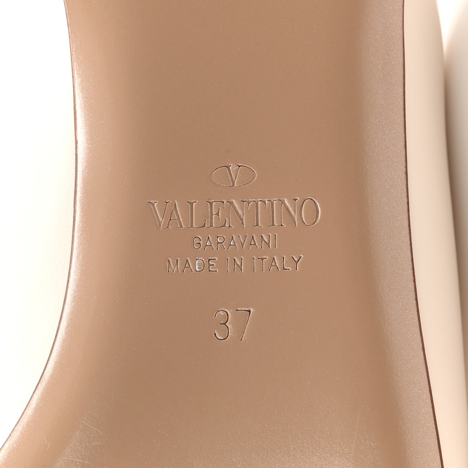 Valentino Garavani Calfskin Roman Stud Pointed Flat Mules 37 Light Ivory 7 of 9