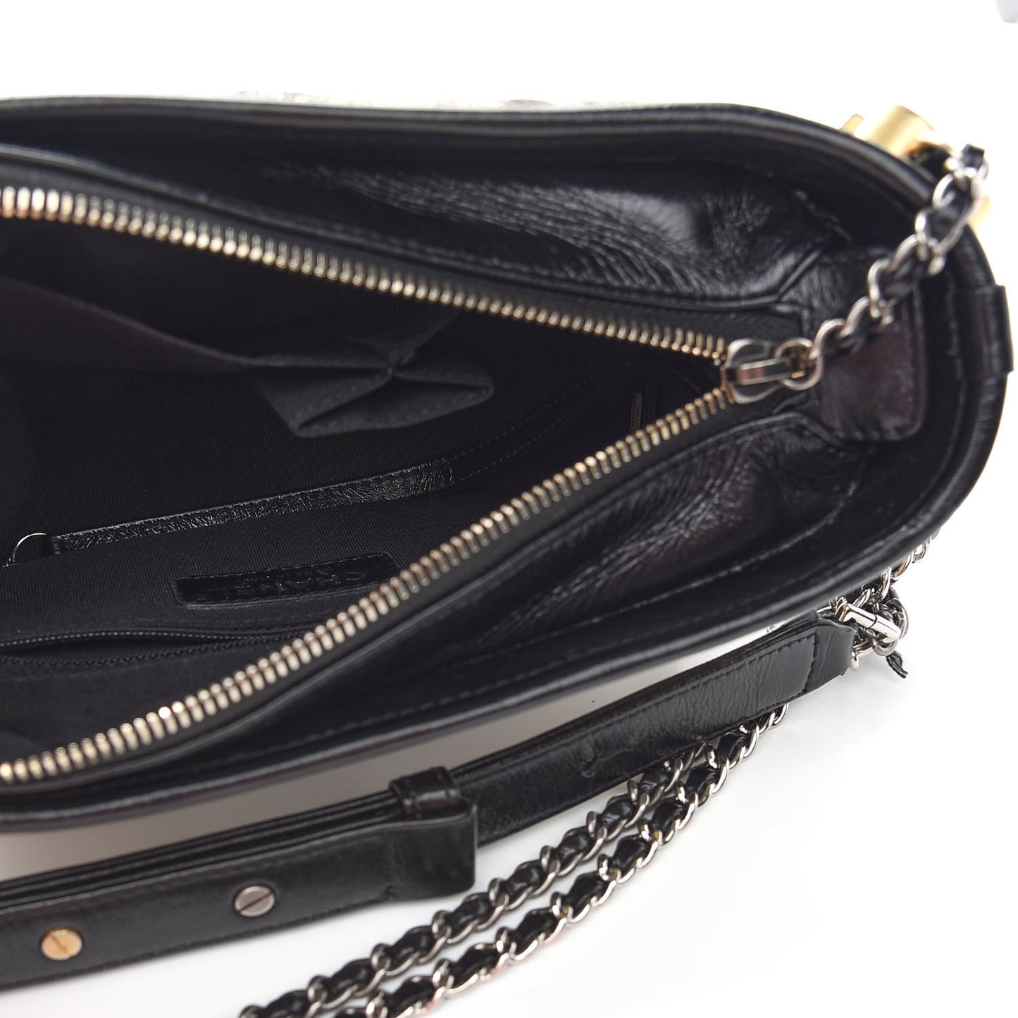 Metallic Crumpled Goatskin Quilted Small Gabrielle Hobo Black Gold