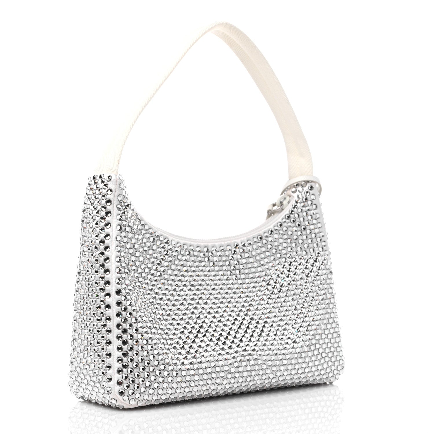 Prada Satin Crystal Mini Re-Edition 2000 Bag White 3 of 9