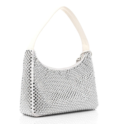 Prada Satin Crystal Mini Re-Edition 2000 Bag White 3 of 9