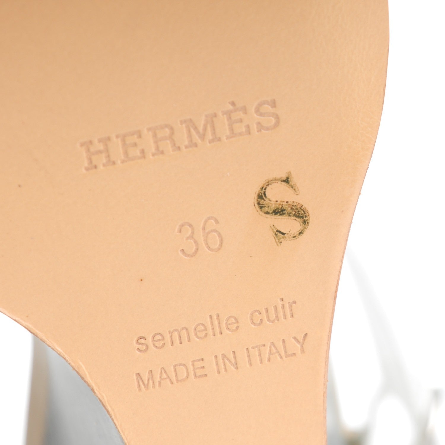 Hermes Calfskin Kiss Wedge Sandals 36 Beige Blanc Bronze 8 of 9