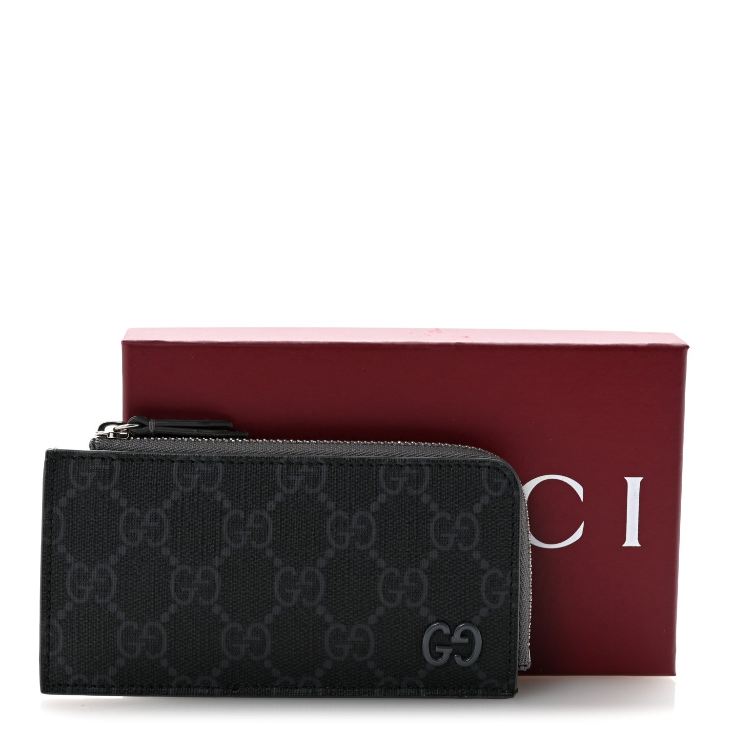 Gucci GG Supreme Monogram Zip Card Case Black Grey 8 of 8