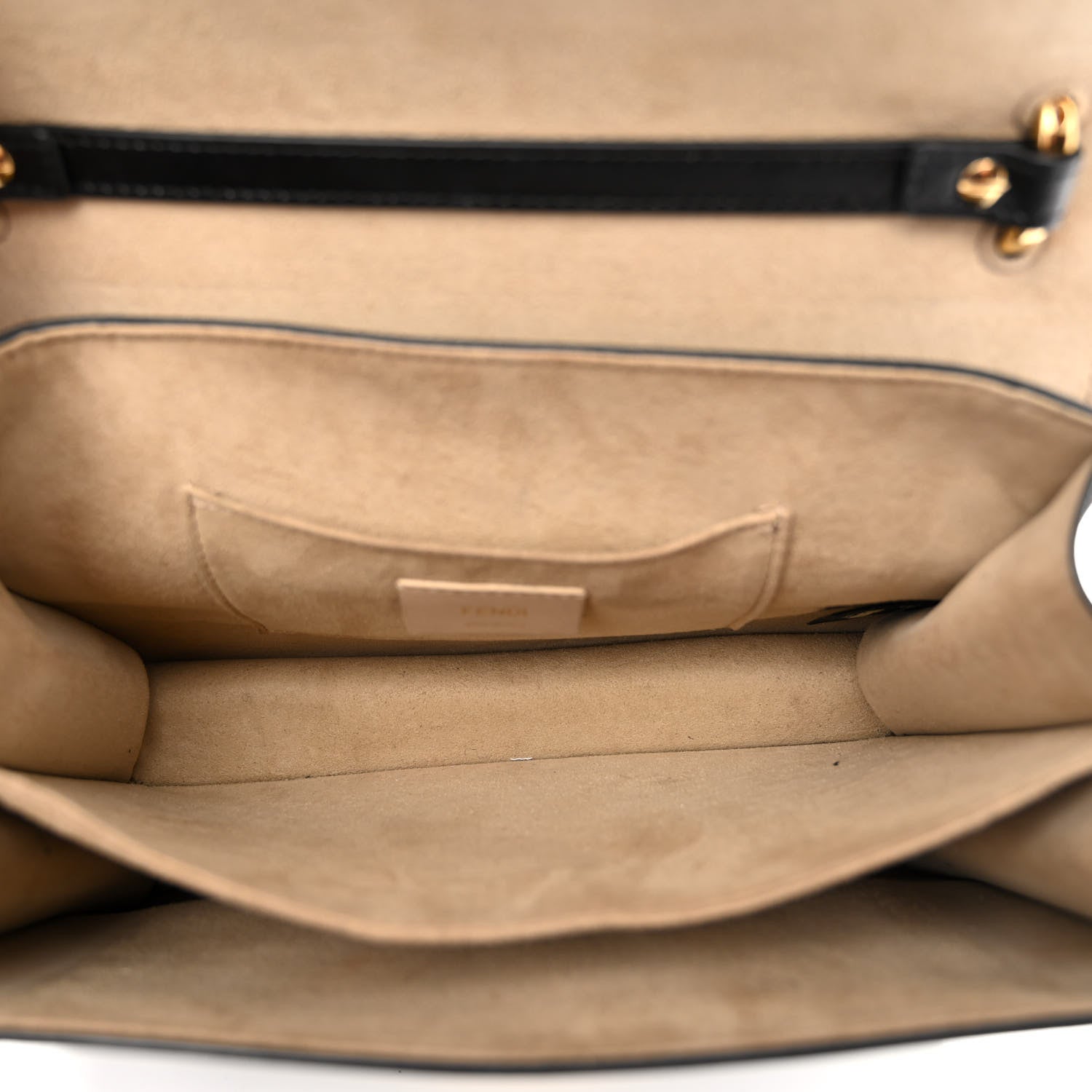 Fendi Vitello Liberty Bi-Color FF 1974 Embossed Chain Strap Kan U Shoulder Bag Black Maya 5 of 9