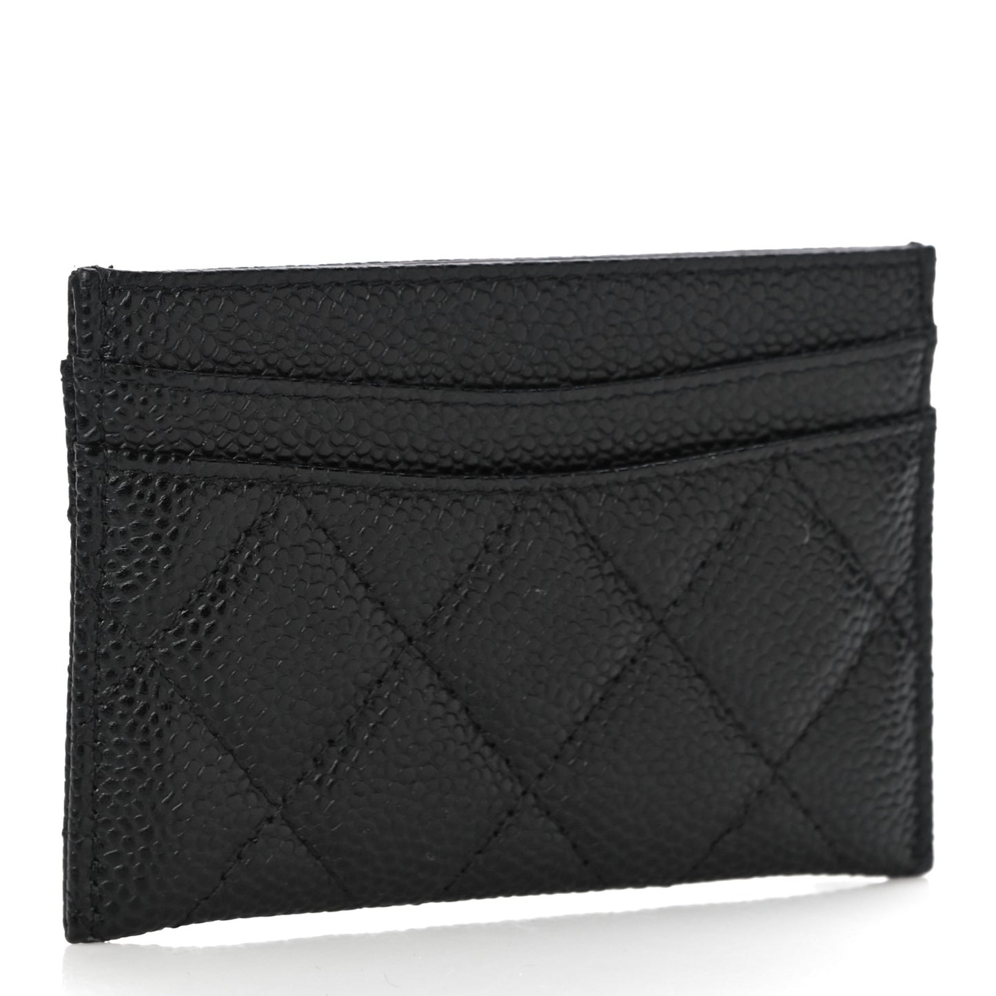 Caviar Quilted Card Holder Black