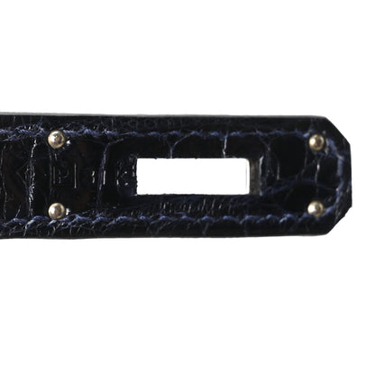Hermes Shiny Porosus Crocodile Birkin 30 Bleu Marine 7 of 11