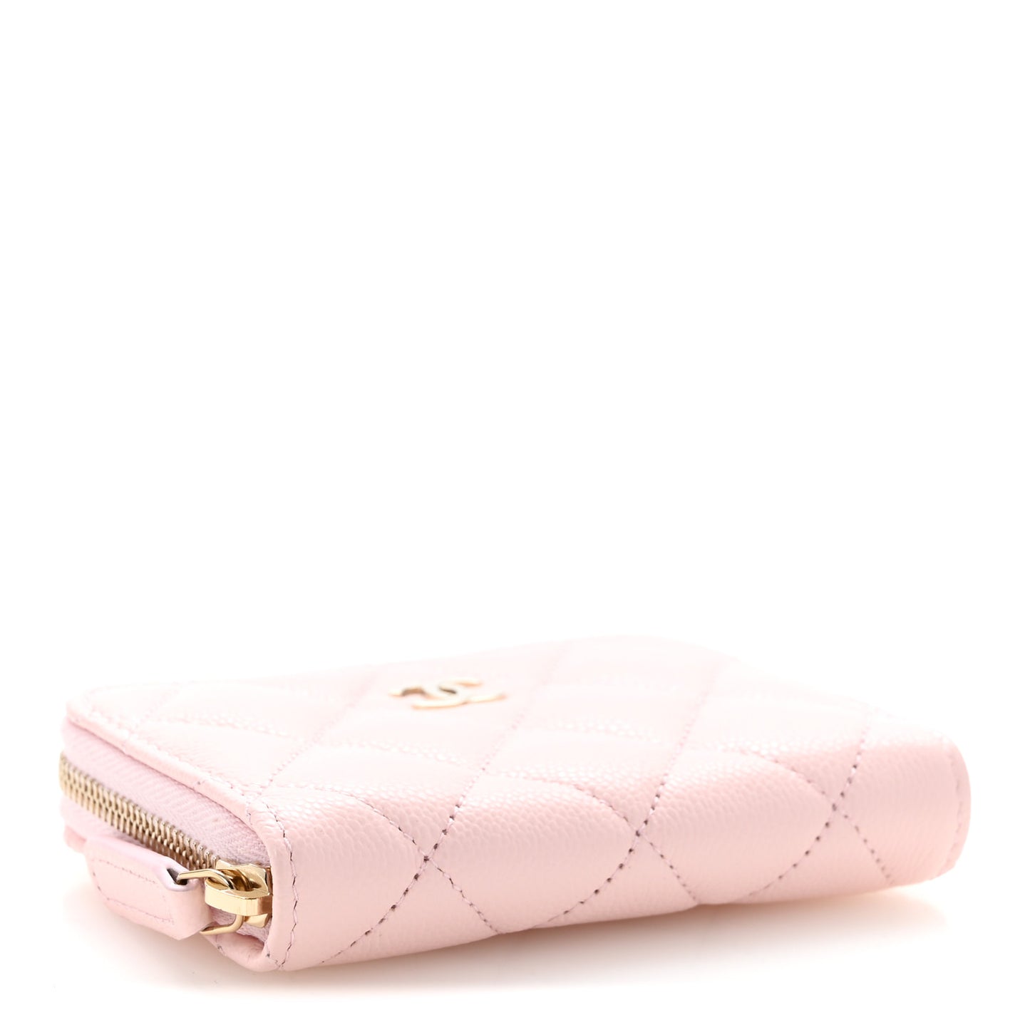 Caviar Quilted Zip Coin Purse Light Pink