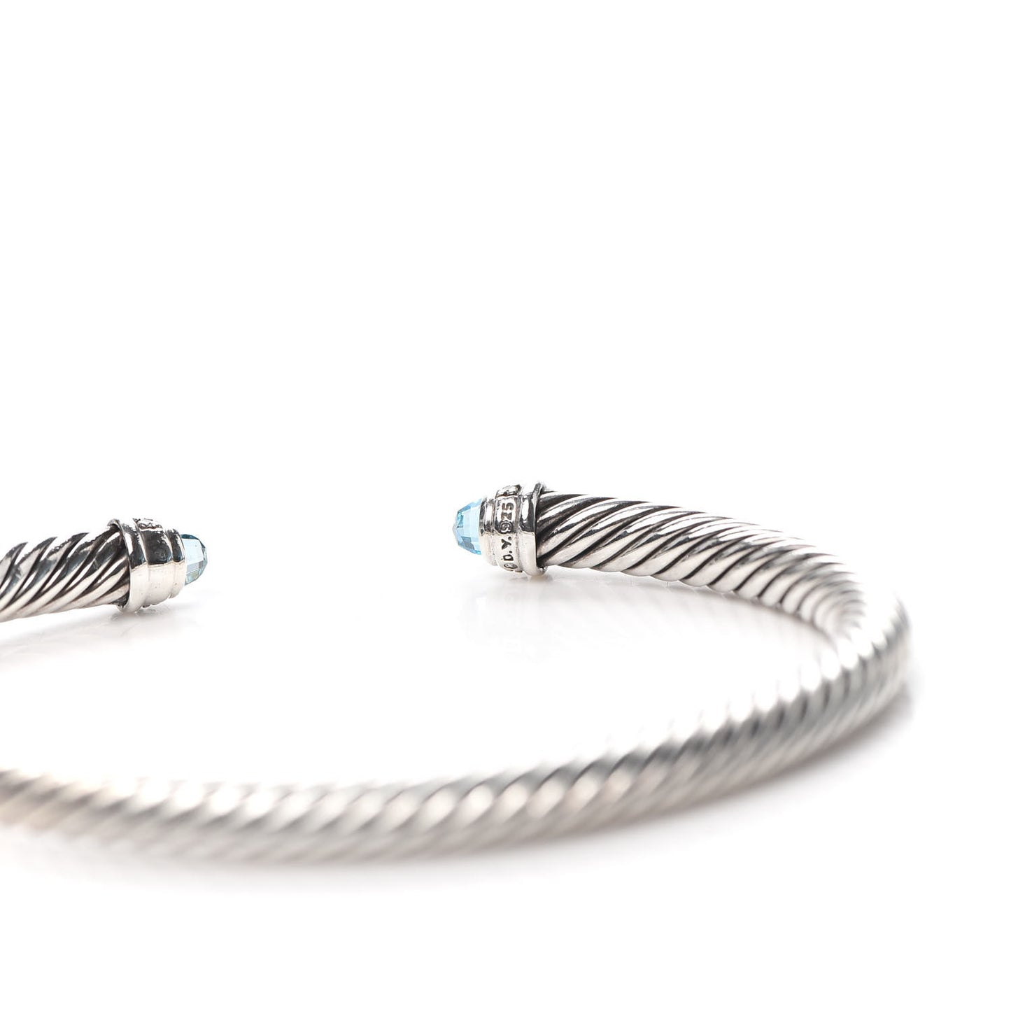 Sterling Silver Diamond Blue Topaz 5mm Cable Classics Bracelet