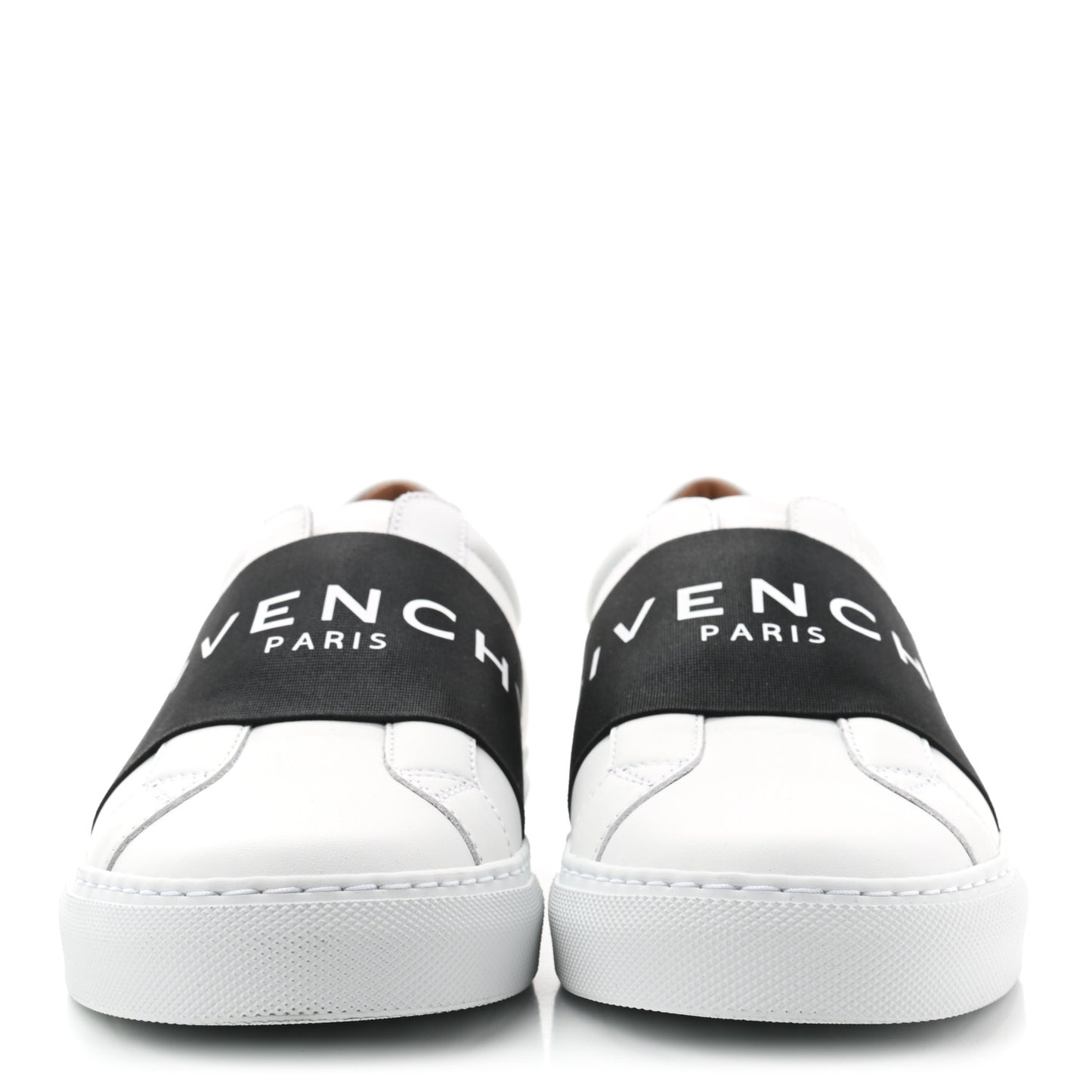Calfskin Band Logo Womens Urban Street Sneakers 38.5 White Black