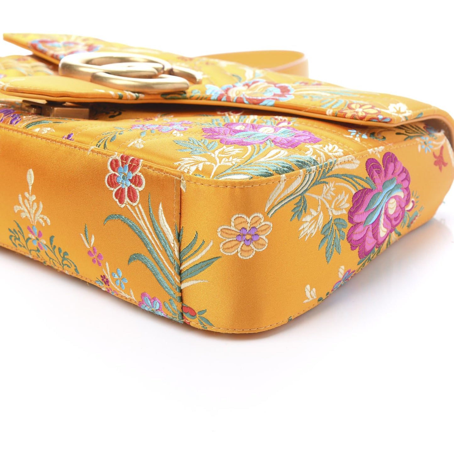 Jacquard Matelasse Floral Medium GG Marmont Shoulder Bag Yellow