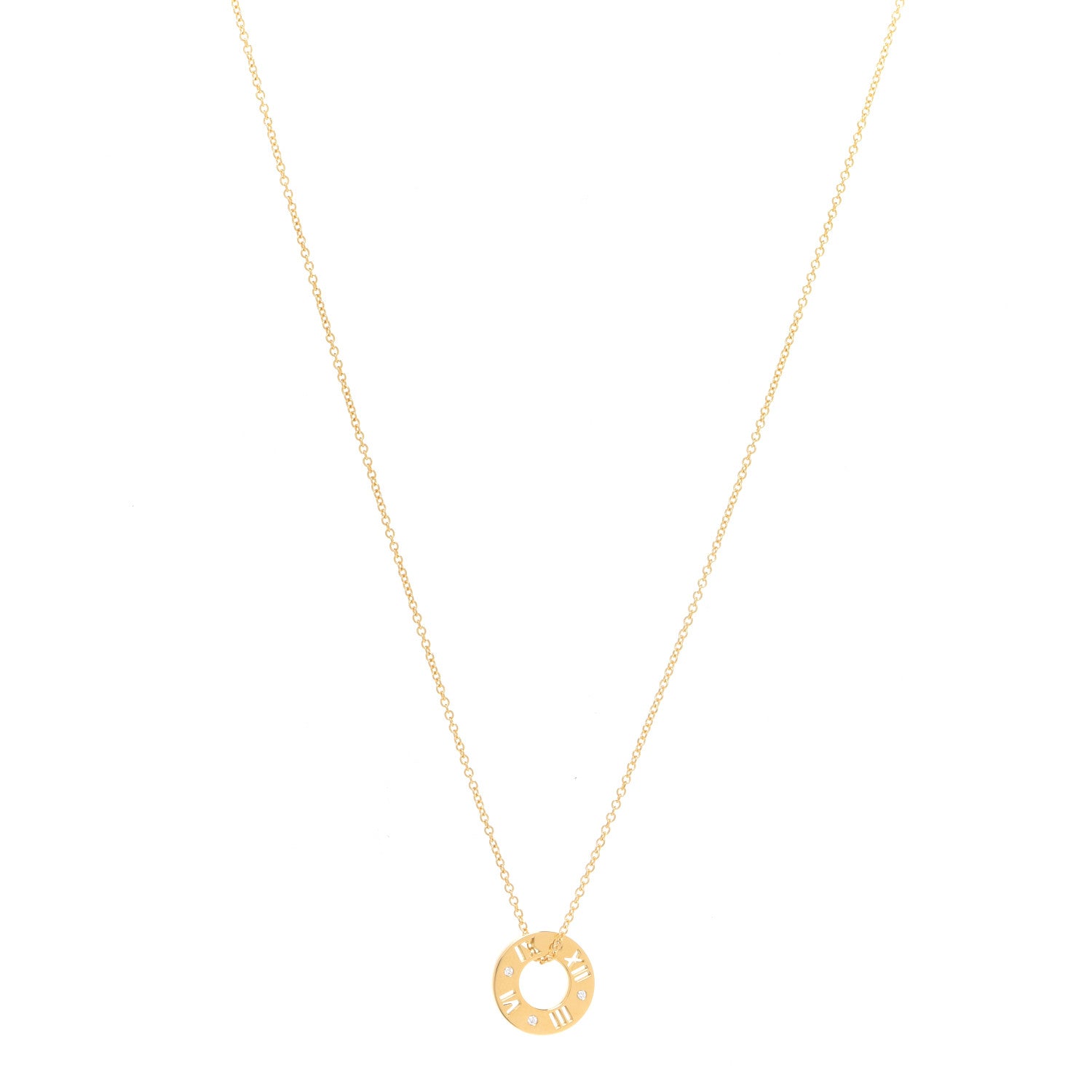Tiffany 18K Yellow Gold Diamond Atlas Pierced Pendant Necklace 1 of 7