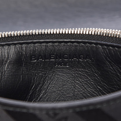 Balenciaga Nylon Jacquard Diagonal Logo Small Scarf Lock Chain Shoulder Bag Black Beige 7 of 8