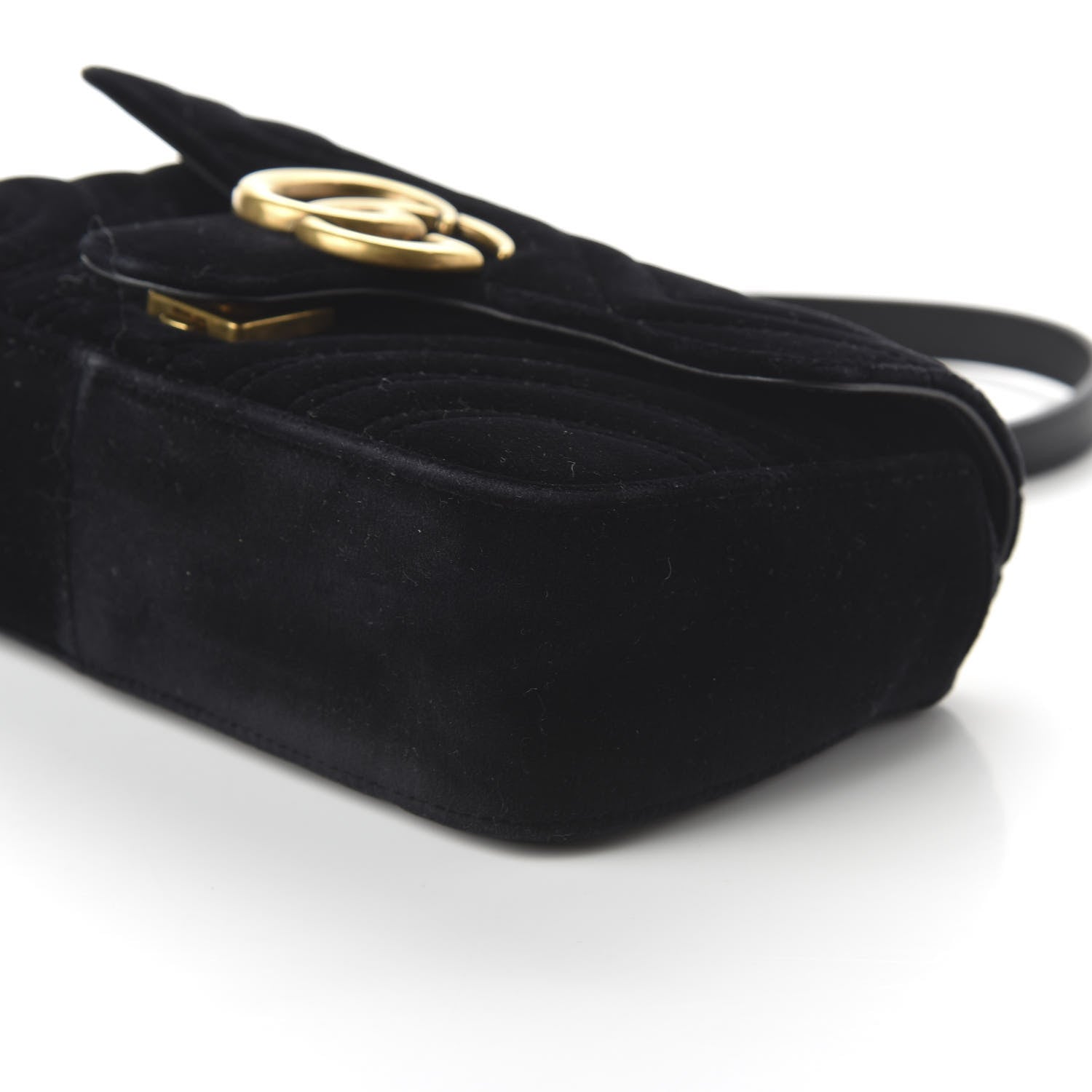 Gucci Velvet Matelasse Mini GG Marmont Shoulder Bag Black 7 of 10
