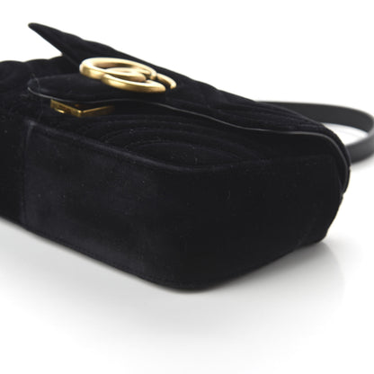 Gucci Velvet Matelasse Mini GG Marmont Shoulder Bag Black 7 of 10