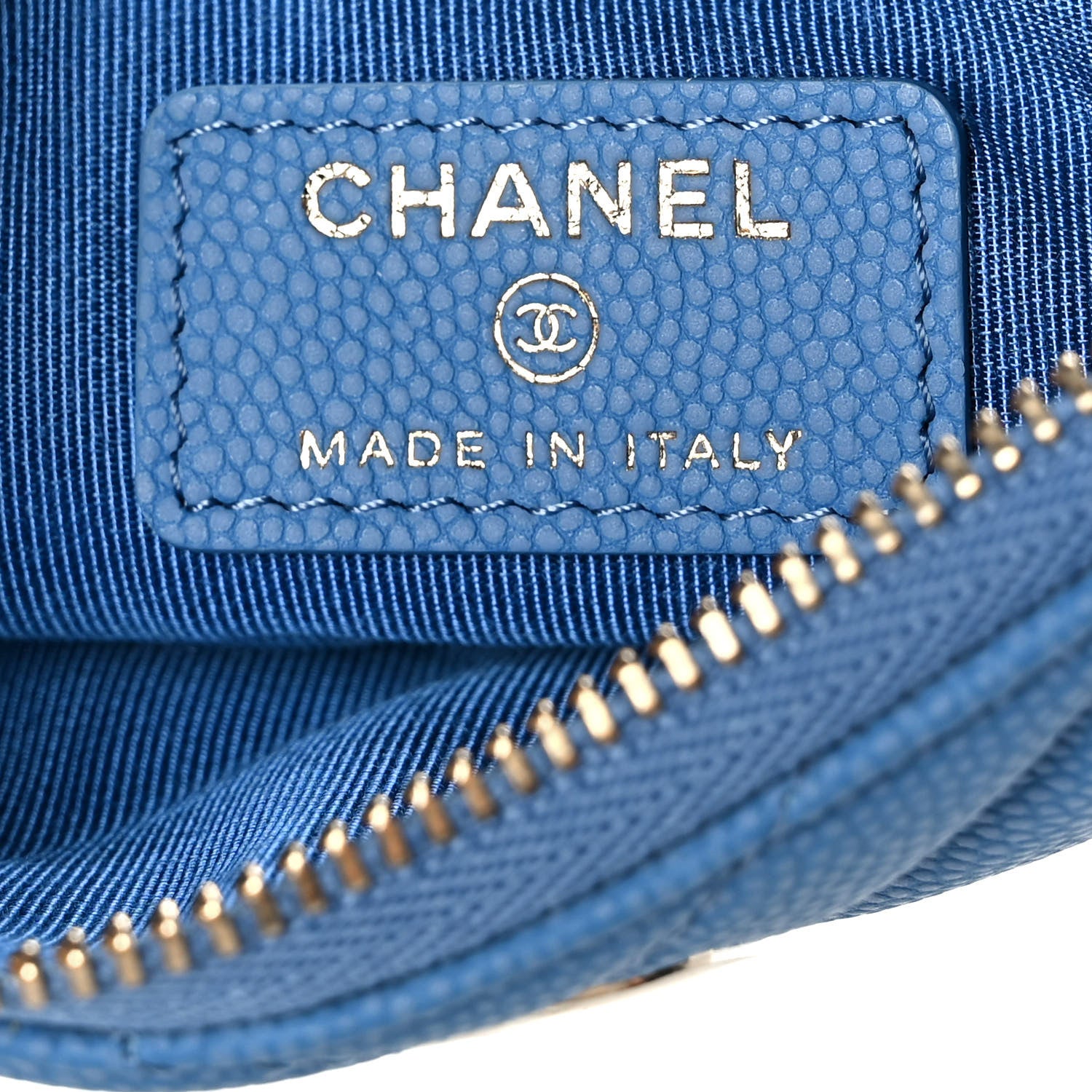 Chanel Caviar Chevron Quilted Small Cosmetic Case Blue 6 of 10