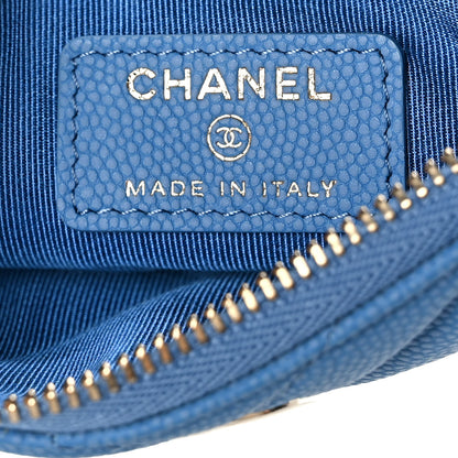 Chanel Caviar Chevron Quilted Small Cosmetic Case Blue 6 of 10