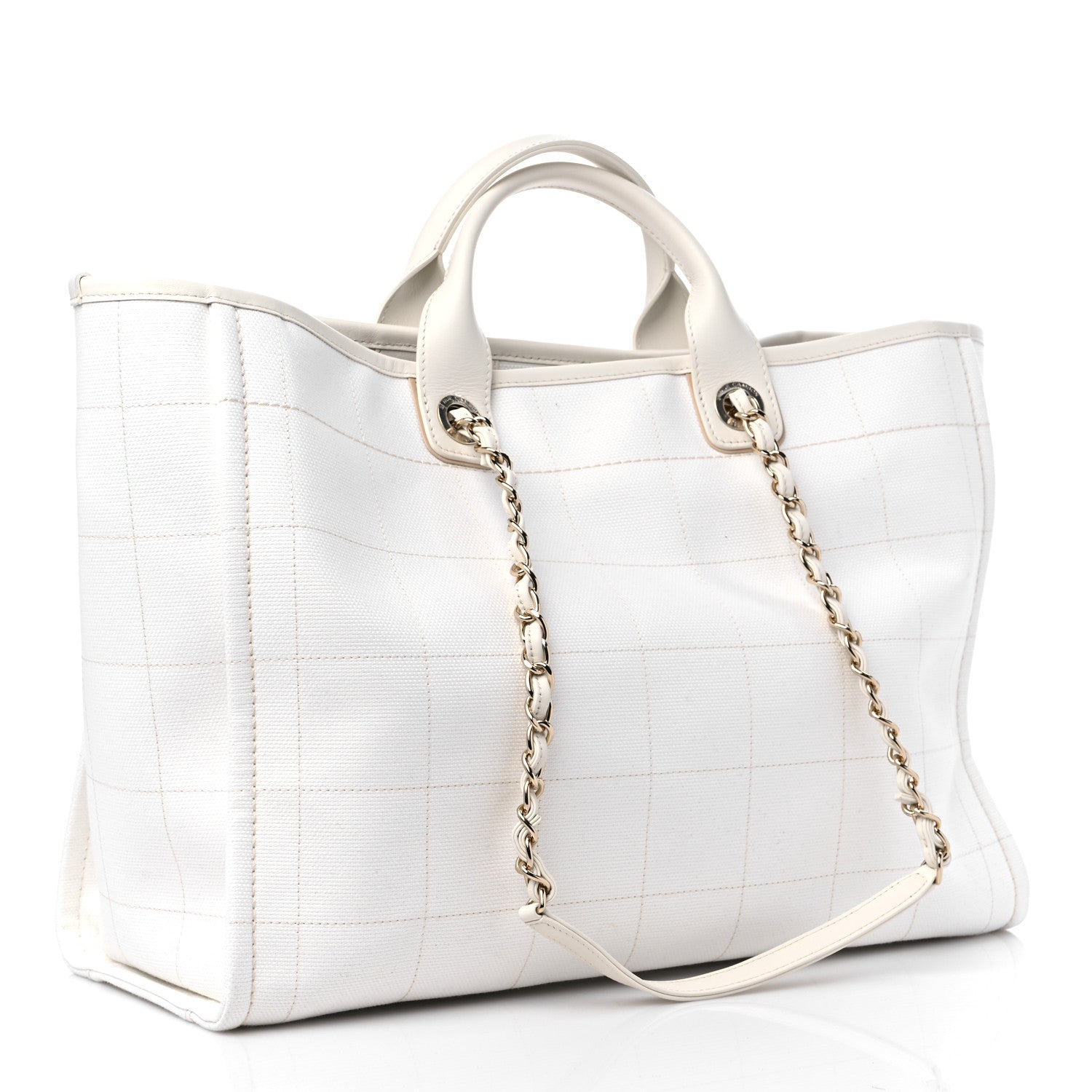 Chanel Cotton Large Deauville Tote White 4 of 13