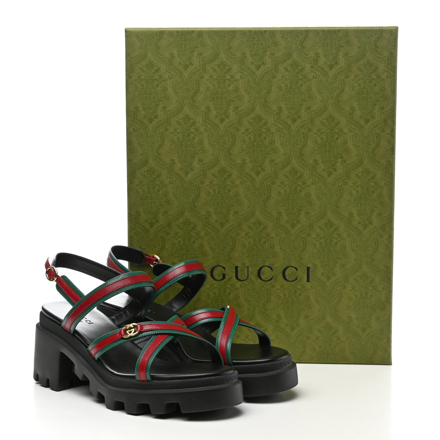 Nappa Platform Lug Sole Sandals 38 Black