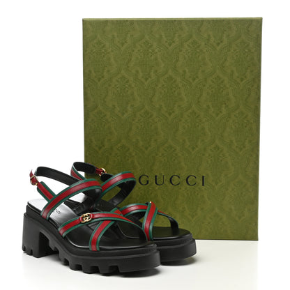 Gucci Nappa Platform Lug Sole Sandals 38 Black 9 of 9