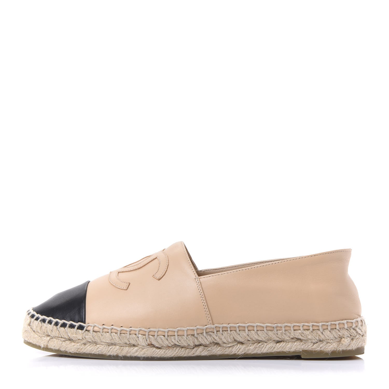 Chanel Lambskin CC Espadrilles 40 Beige Black 1 of 9
