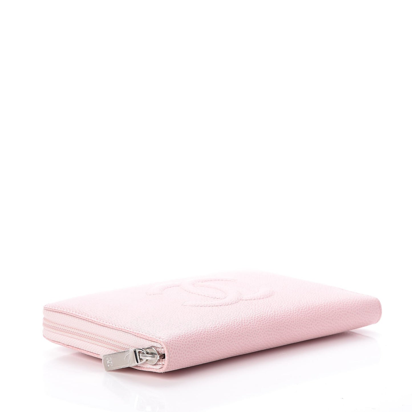 Caviar Large CC Timeless Zip Around Organizer Wallet Light Pink