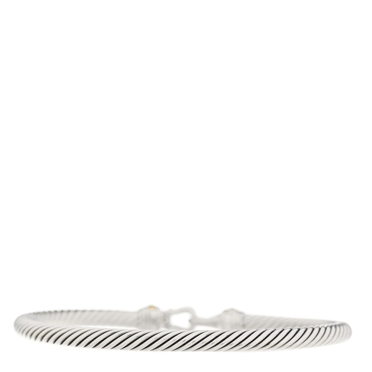 Sterling Silver 18K Yellow Gold 5mm Cable Classic Buckle Bracelet
