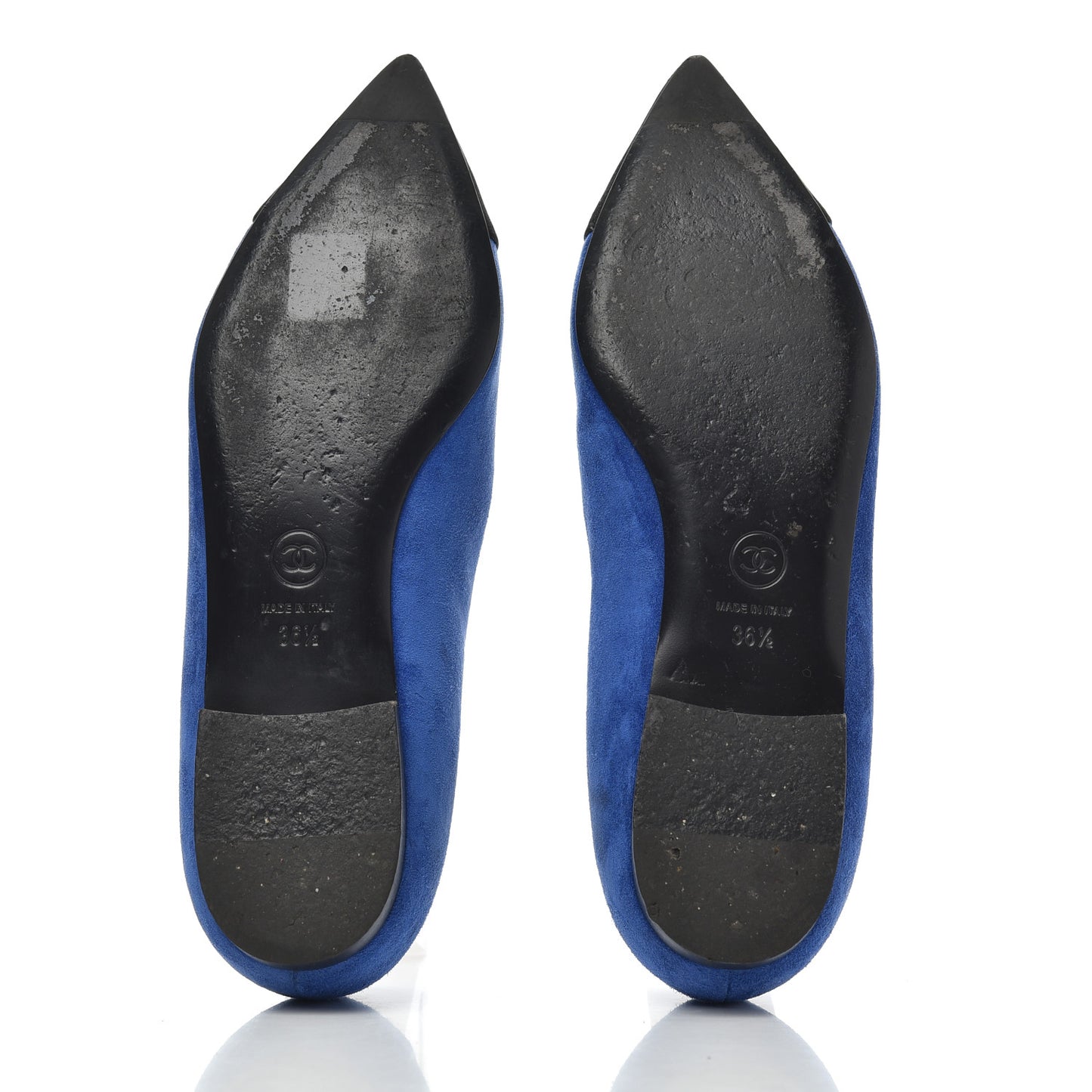 Suede Satin Cap Toe Gabrielle Ballerina Flats 36.5 Royal Blue Black