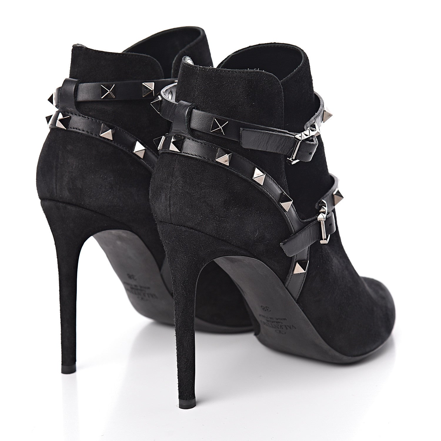 Valentino Garavani Suede Rockstud Double Buckle 100mm Ankle Boots 38 Black 4 of 11