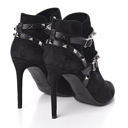 Valentino Garavani Suede Rockstud Double Buckle 100mm Ankle Boots 38 Black 4 of 11