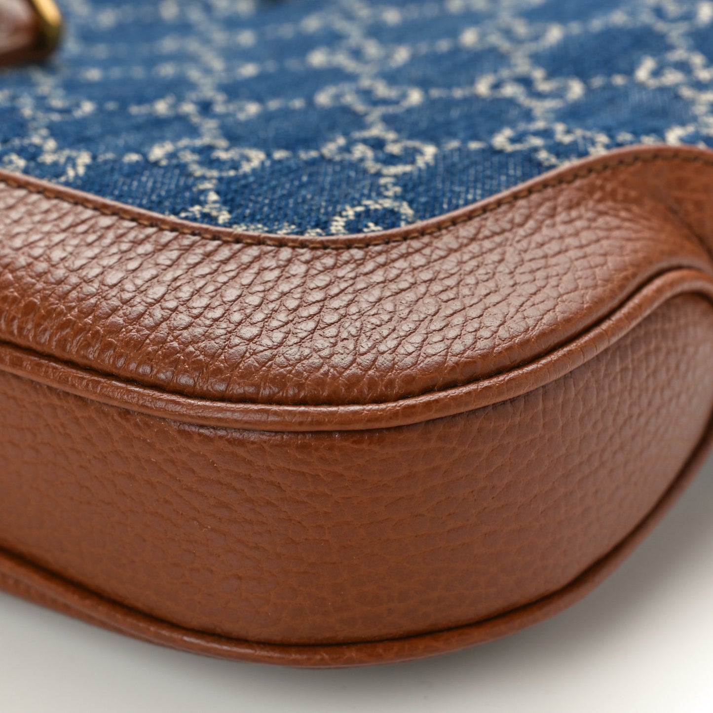 New Denim GG Monogram Calfskin Small Jackie 1961 Hobo Blue Tea Cuir