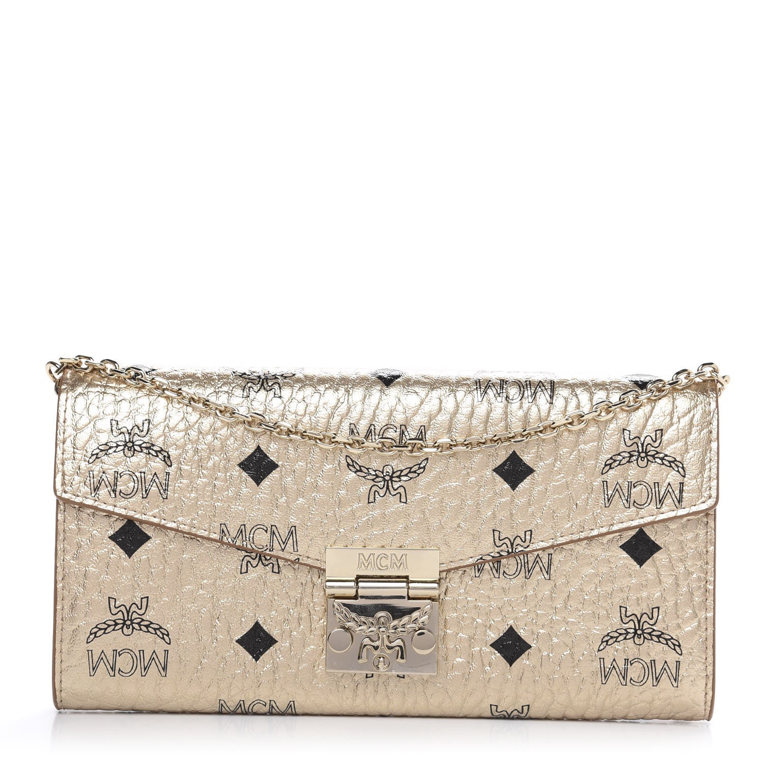 MCM Metallic Visetos Patricia Wallet On Chain Gold 1 of 10